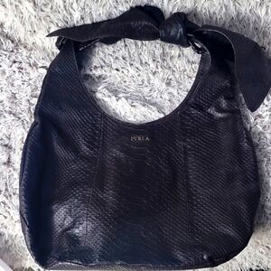 Sale!  Furla Vintage Dark Brown Snake Textured Bag - NEW